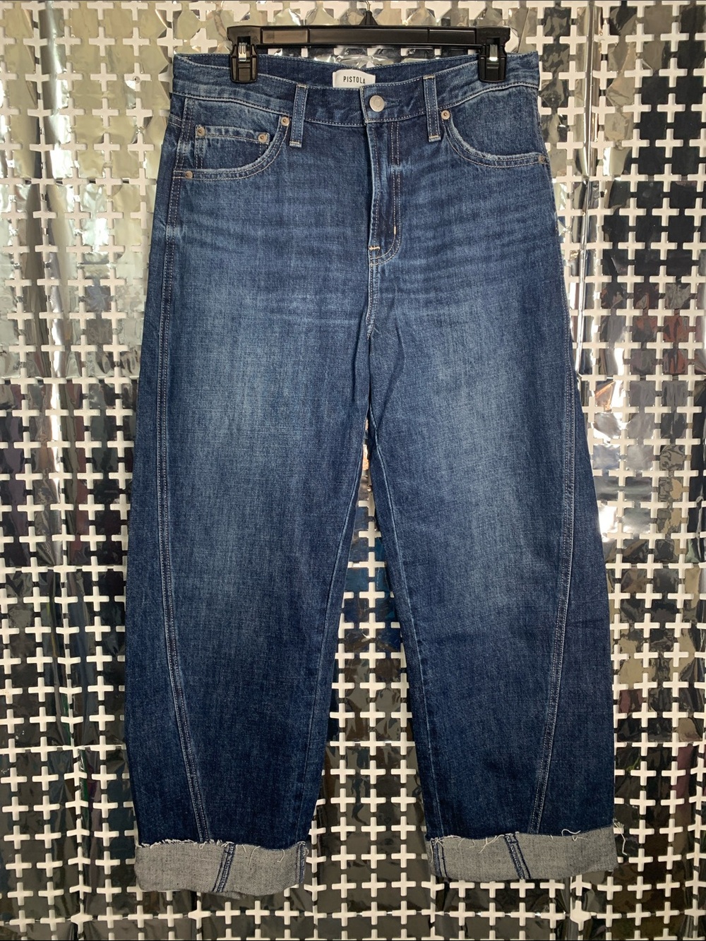 pistola Dark Blue Boyfriend Cropped Jeans